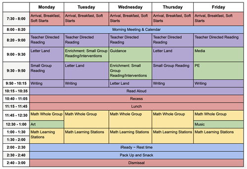 Our Classroom Schedule